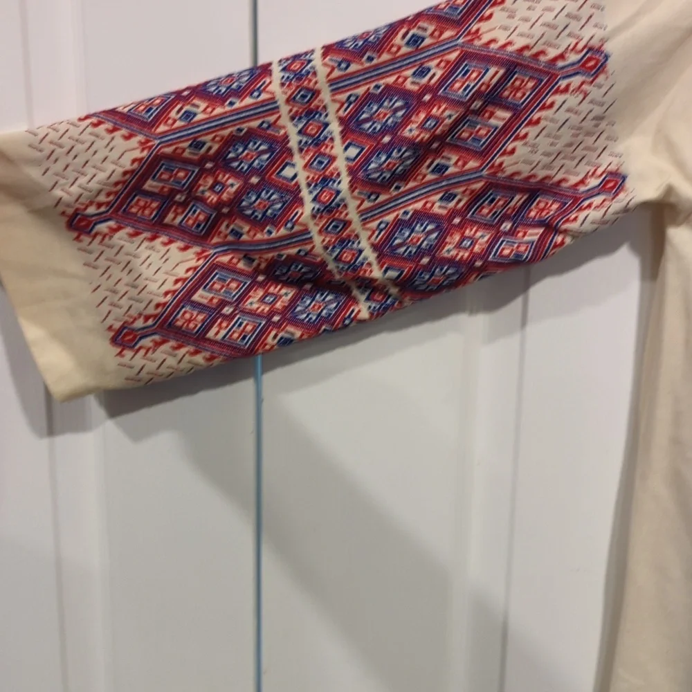 Greek Handmade Patterned Dress with Red and Blue Accents - Picture 5 of 13